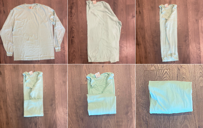 How to fold a long sleeve tee, method number 2.