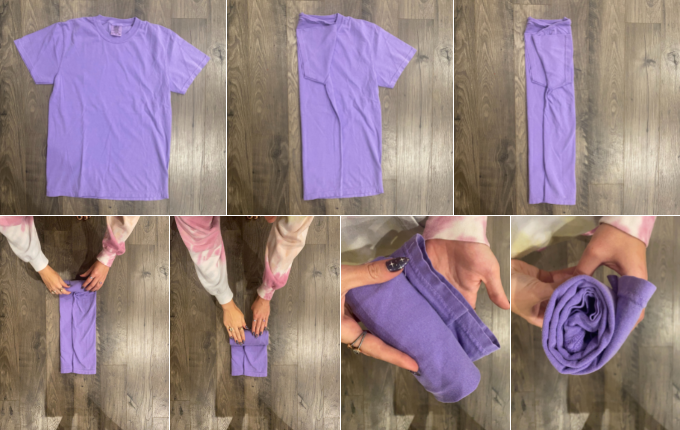 How to burrito roll a t-shirt.