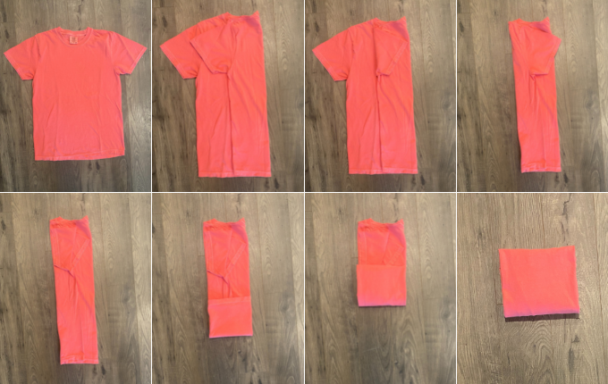 How to fold a shirt using the Marie Kondo method.
