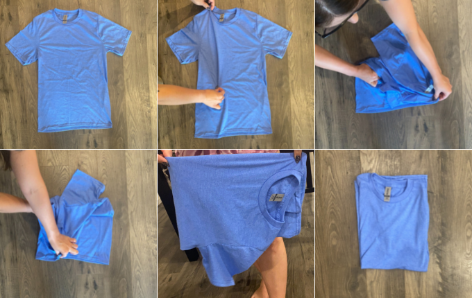 How to fold a shirt using the quick fold method.