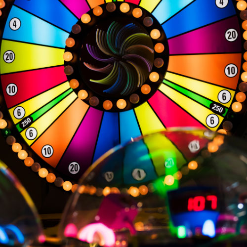 Colorful wheel with lights.