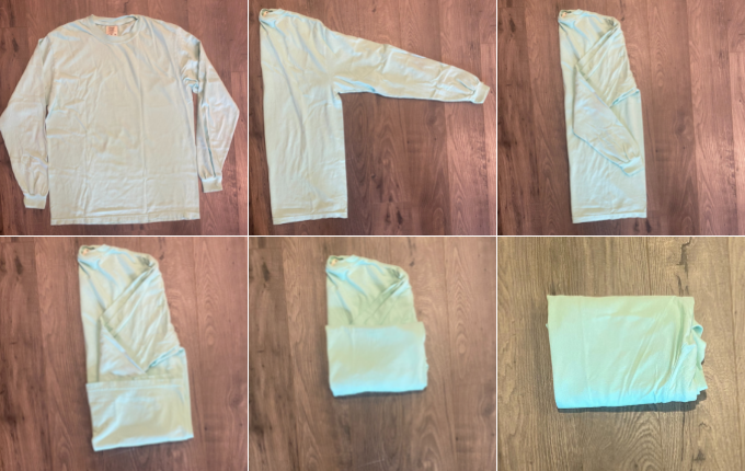 How to fold a long sleeve t-shirt, method number 1.