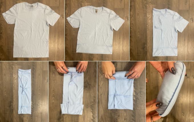 How to army roll (or ranger roll) a t-shirt.
