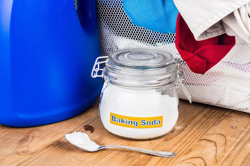 Baking soda used to get stains out of a white shirt and other laundry items.