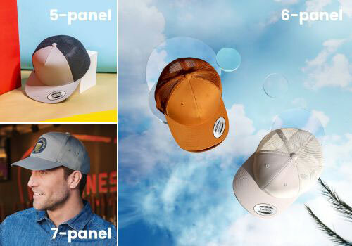  5, 6 and 7-panel hats from Yupoong and Port Authority, all available at ShirtSpace. 