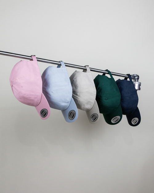 Yupoong 6245CM Adult Low-Profile Cotton Twill Dad Cap in the colors pink, light blue, stone, spruce, all availabel at ShirtSpace