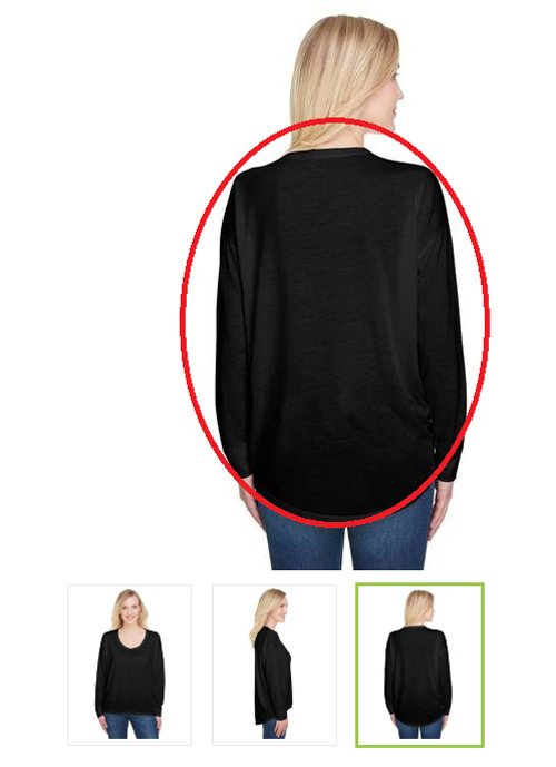 Anvil 34PVL Ladies long sleeve backside on Shirtspace.com