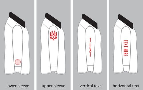 Visual of different placements for long sleeves