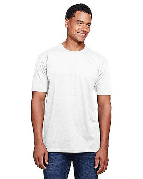 Man modeling Gildan G640EZ0 Softstyle EZ Print white t-shirt.