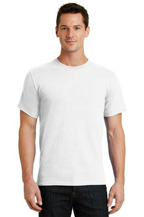Man modeling Port & Company PC61 white t-shirt