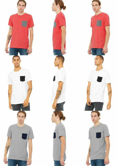 Bella+Canvas 3021 men’s short-sleeve pocket tees, available at ShirtSpace. 