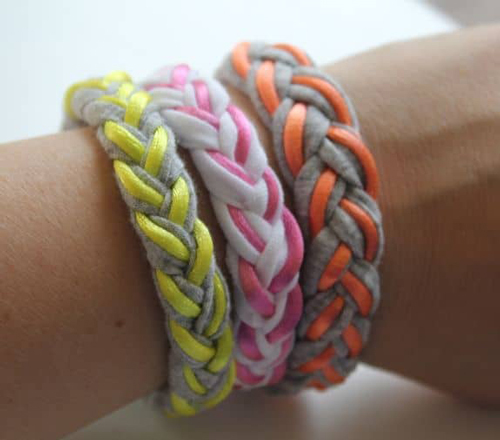 3 Chunky Bracelets made from t-shirts