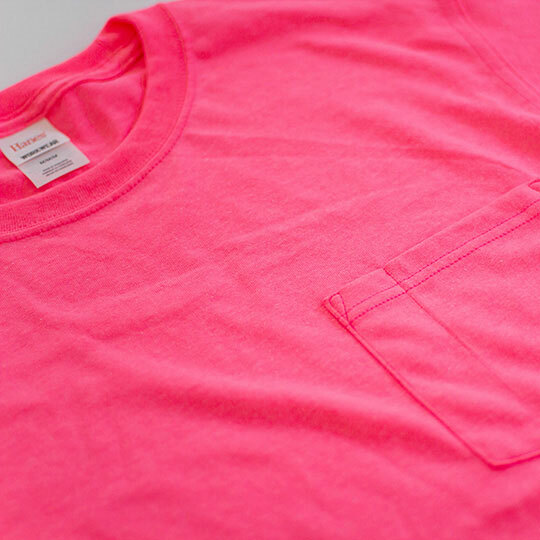 Hanes safety pink pocket t-shirt from ShirtSpace.
