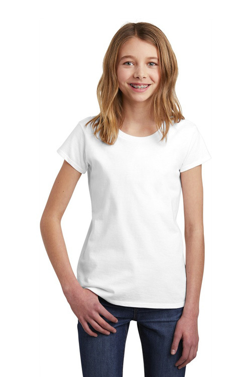 girl wearing white District DT6001YG Girls Very Important Tee ®